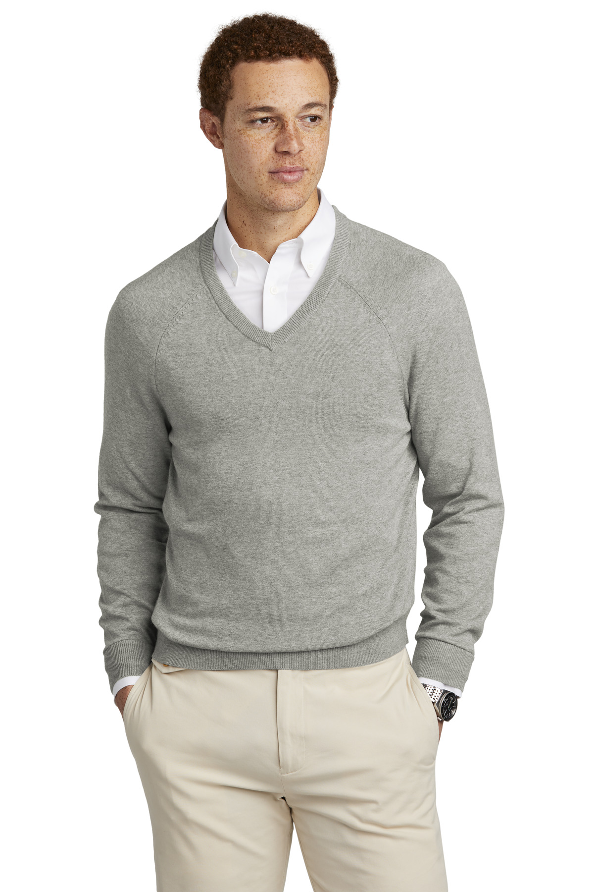 Brooks Brothers Cotton Stretch V-Neck Sweater BB18400 14