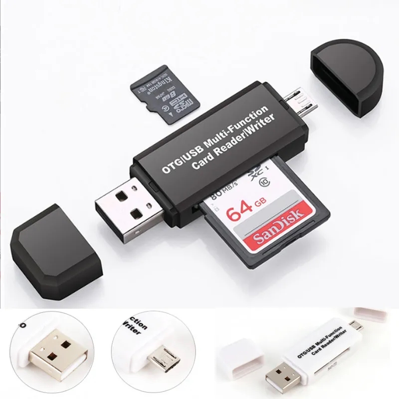 SD Card Reader High Speed USB Adapter Dual Slots Memory 2
