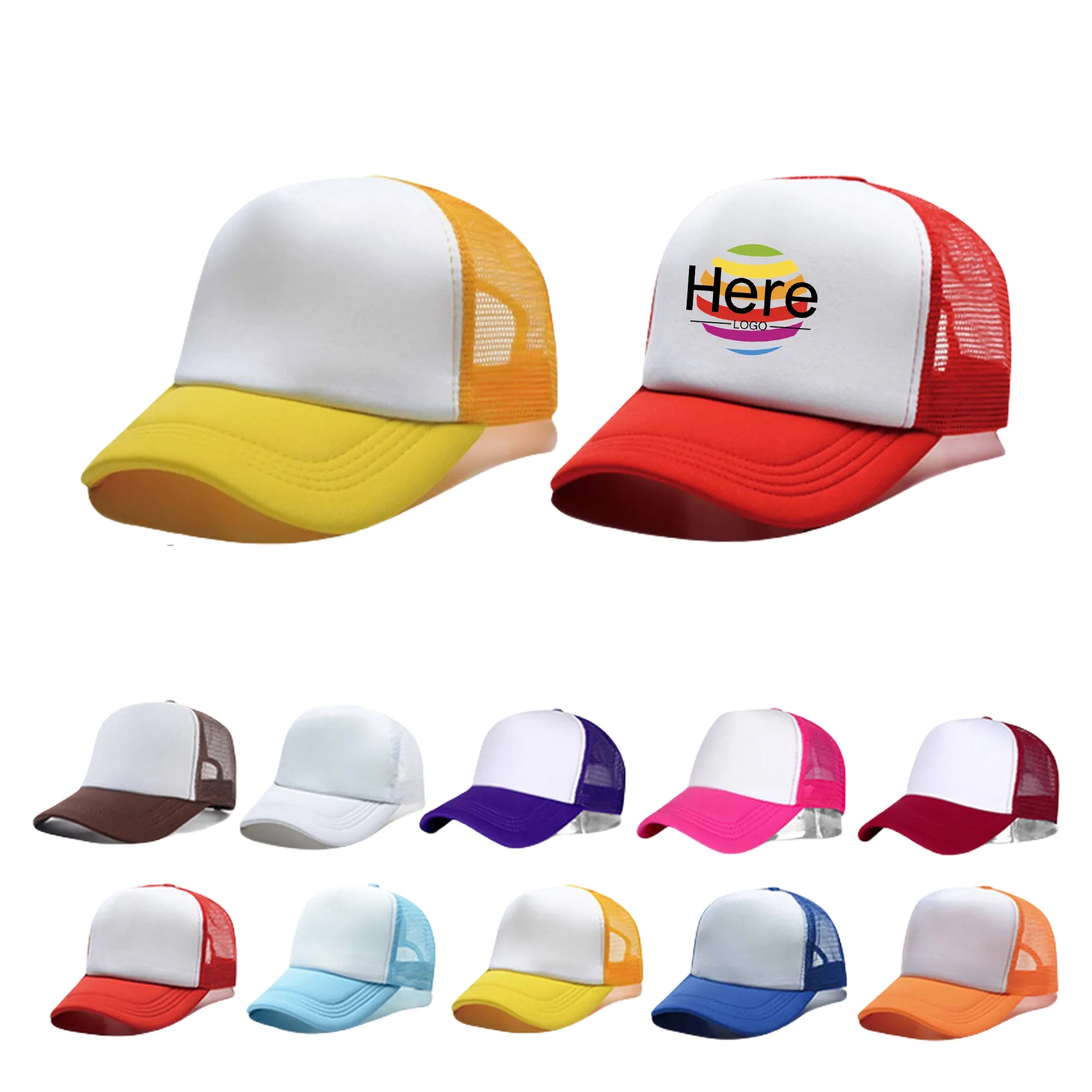 Unisex Mesh Baseball Cap Two Tone Polyester Trucker Hat