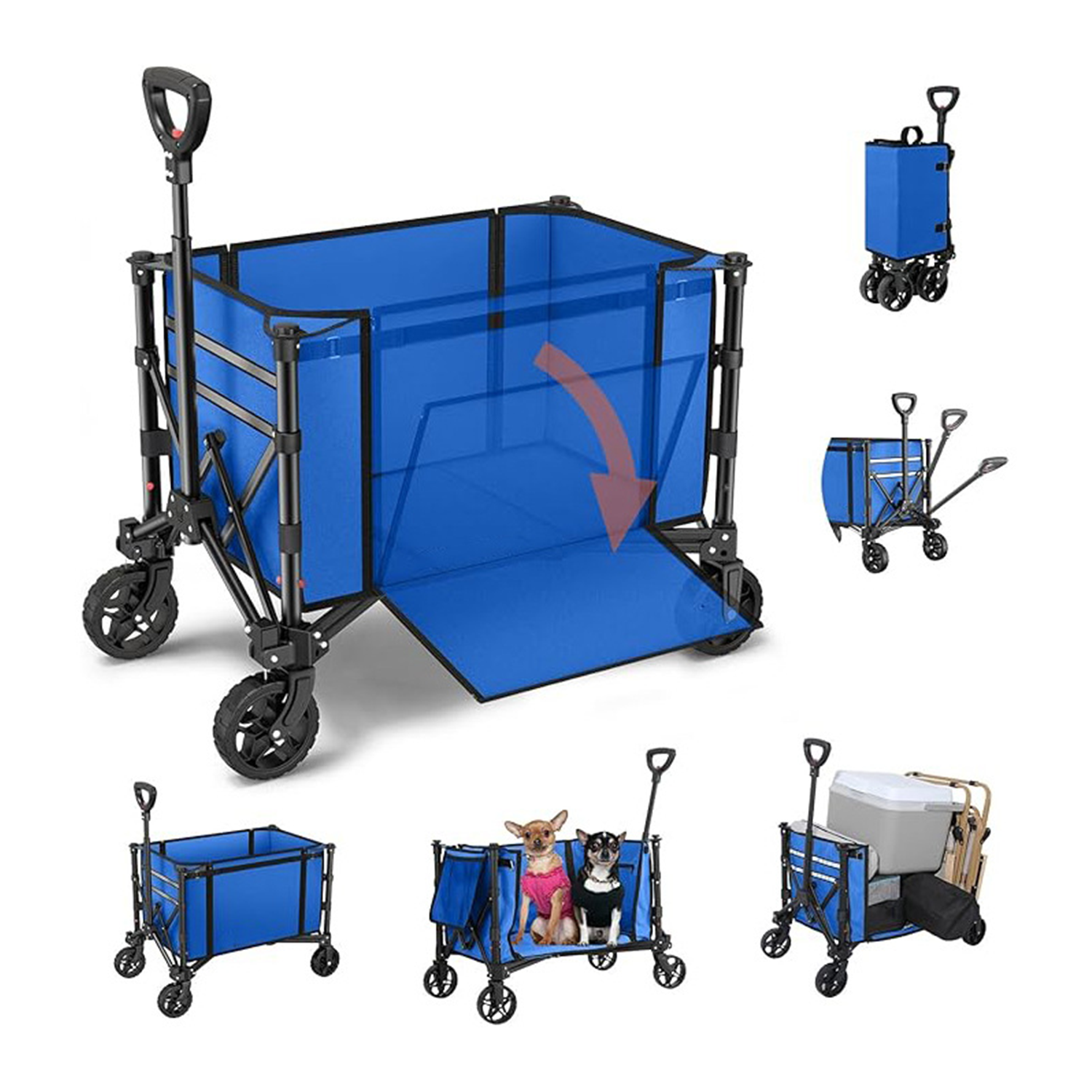 Heavy-Duty Foldable Camping Cart with Shopping Basket 3