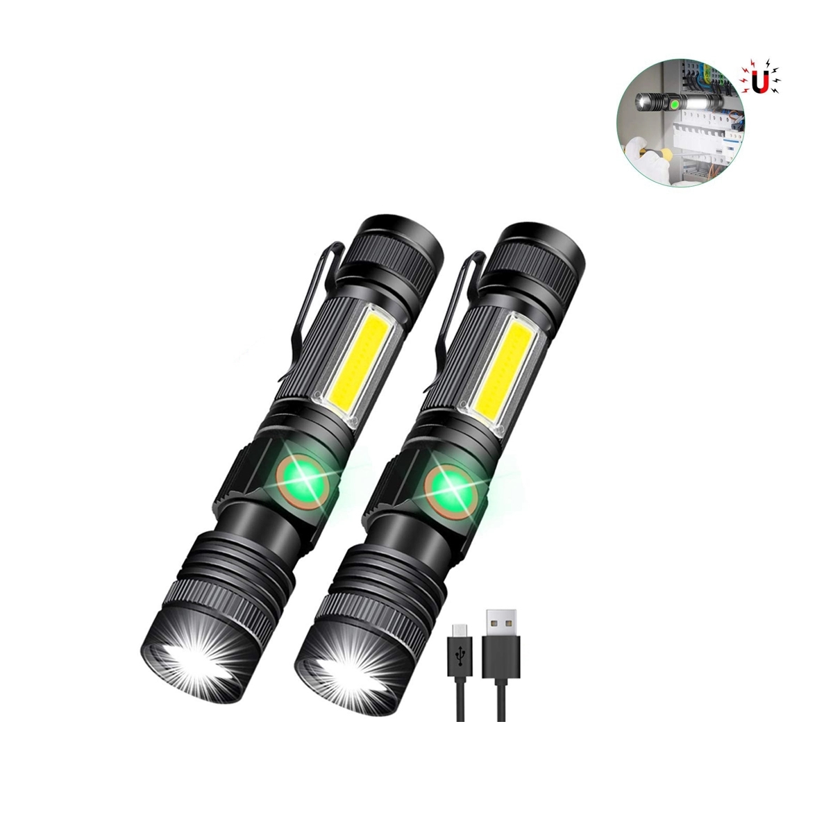 Rechargeable Magnetic Led Super Bright Tactical Flashlight 2