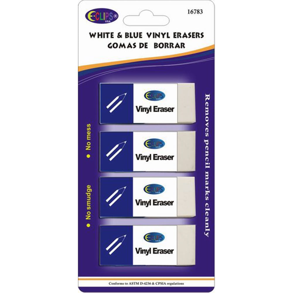 Erasers - 4 Count Blue & White Vinyl 2
