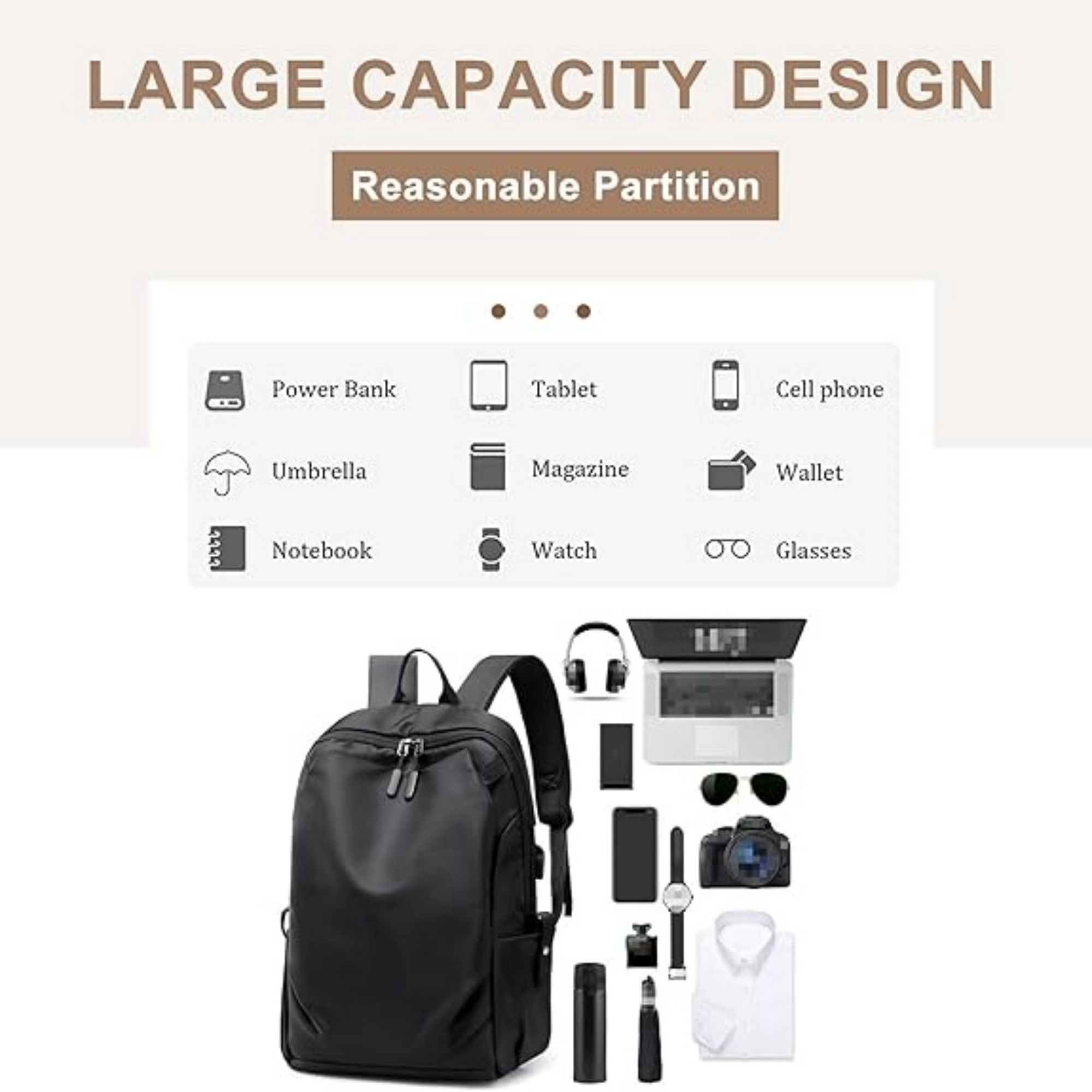 Business Travel Backpack For Men's With USB 2