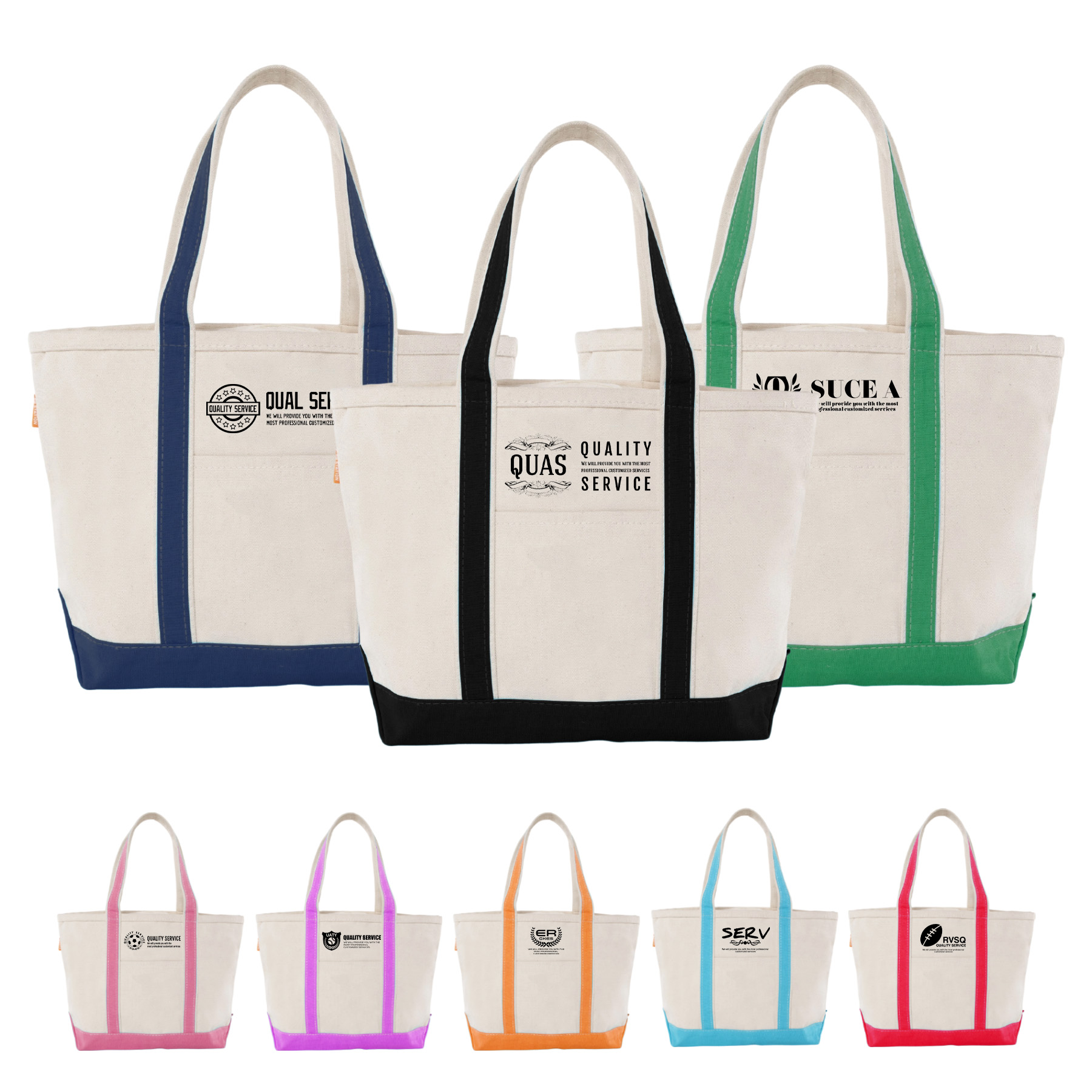 Reusable 120Z Two Tone Canvas Tote Bag With Front Pocket (16.5'' x 13'' x 3.85'') 4