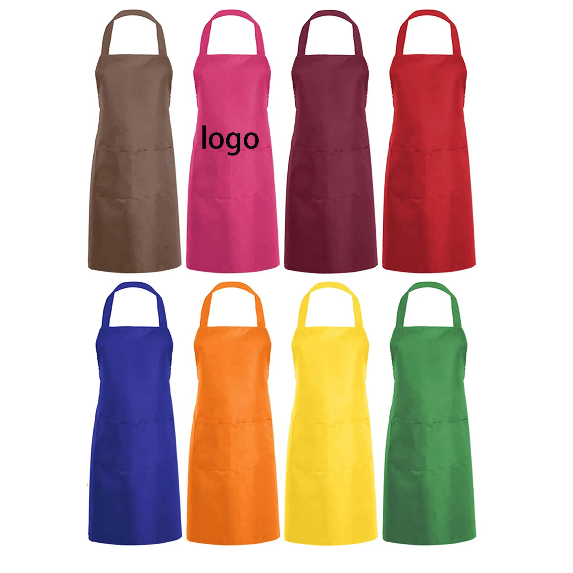 Mixed Color Kitchen Cooking Apron 2 Pockets 3
