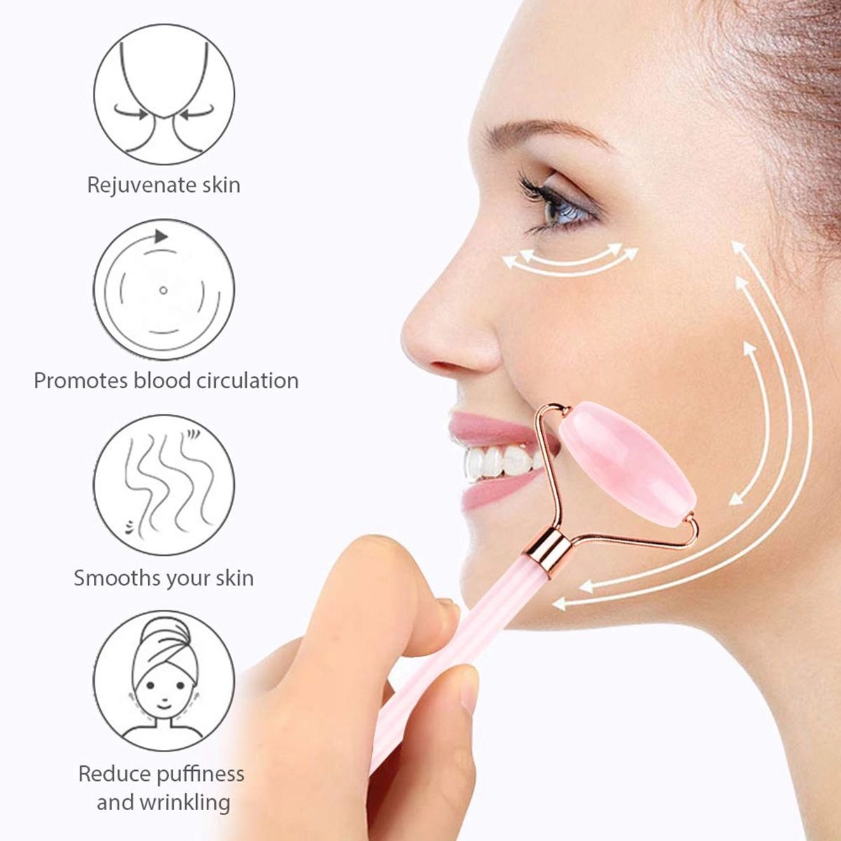 Rose Quartz Facial Jade Roller Gua Sha Set 1