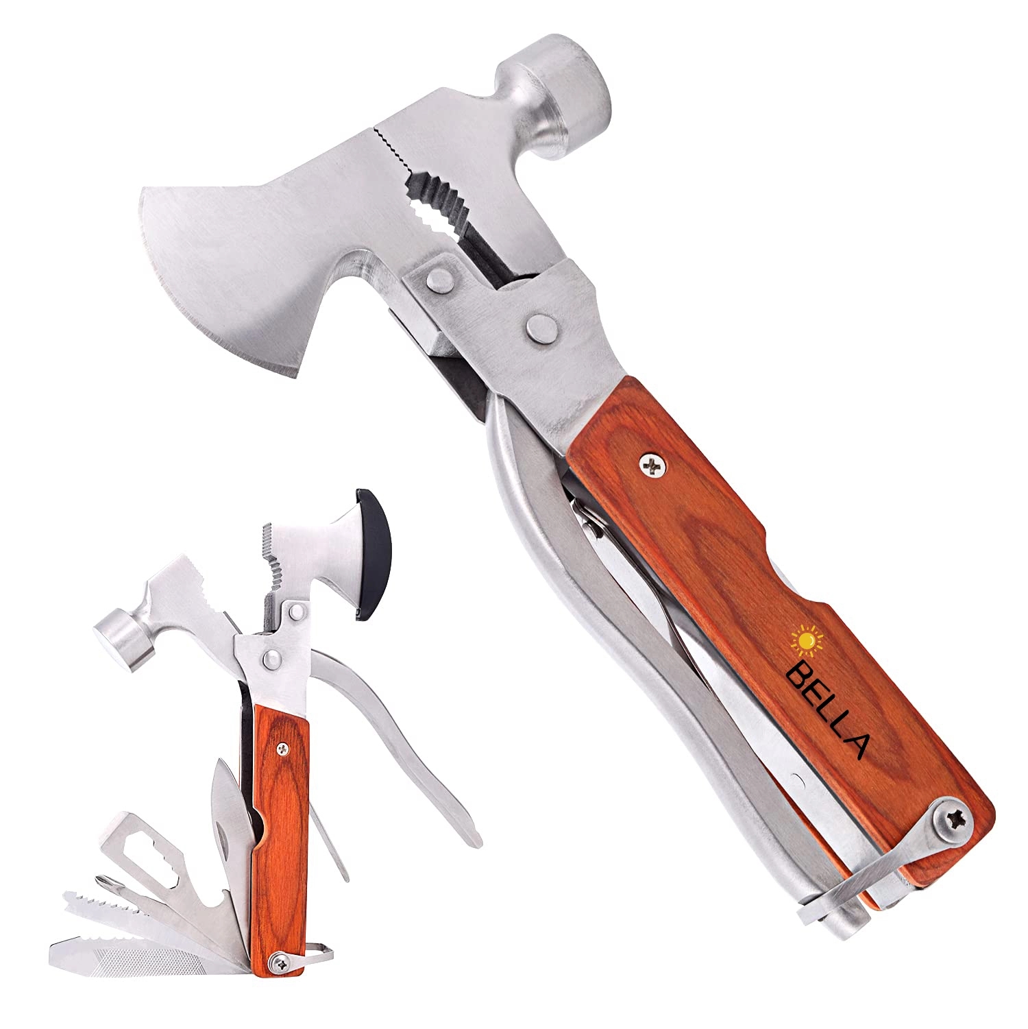 14 In 1 Multifunction Tool Portable Folding Wood Handle 3