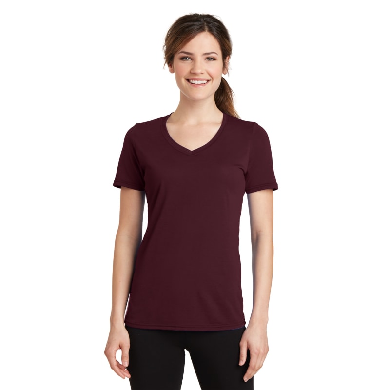 Port & Company Women's Performance Blend V-Neck Tee. 54