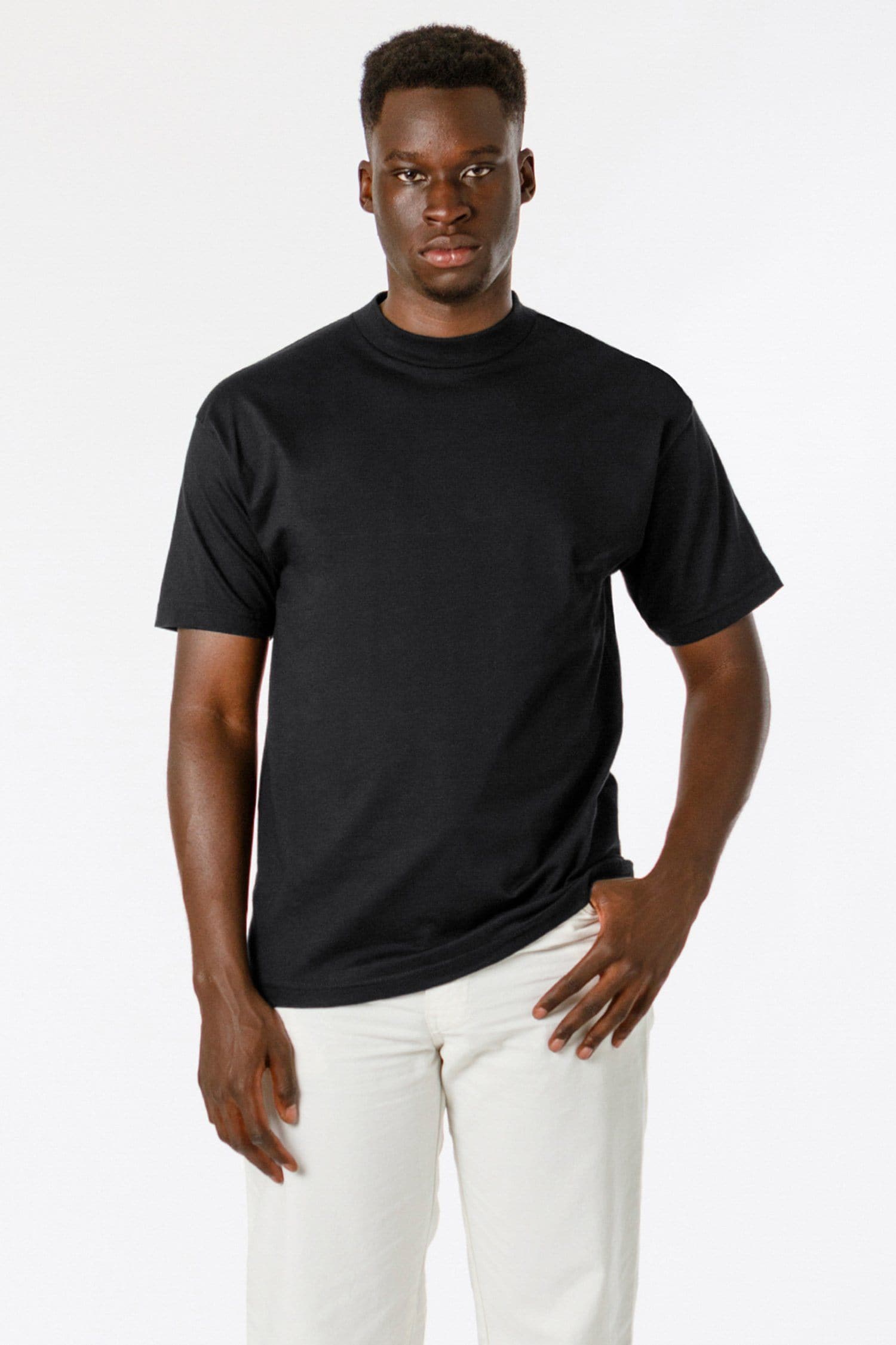 6 OZ COMBED COTTON MOCK NECK S/S T-SHIRT 4