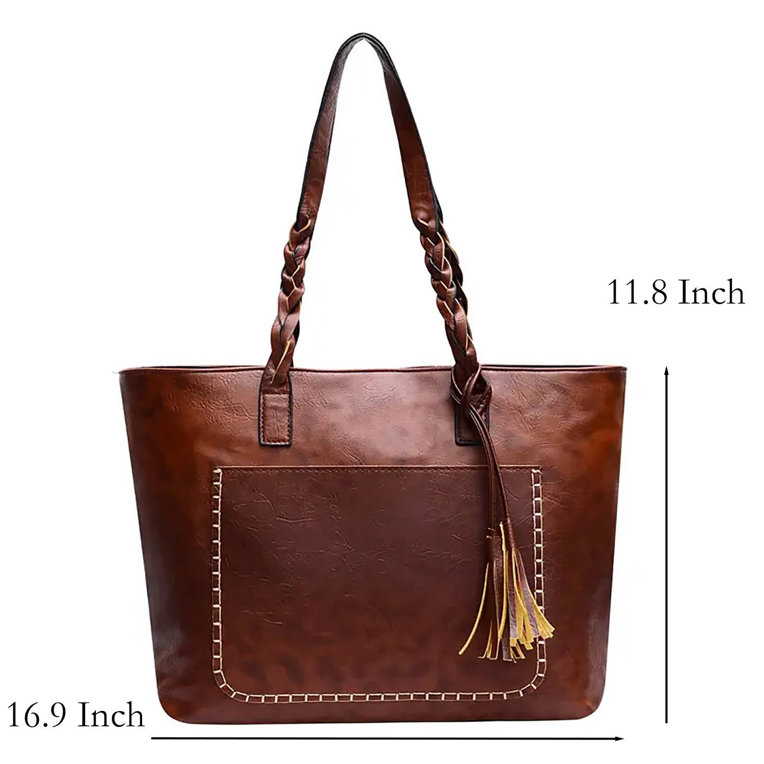 Large capacity tassel shoulder bag 5