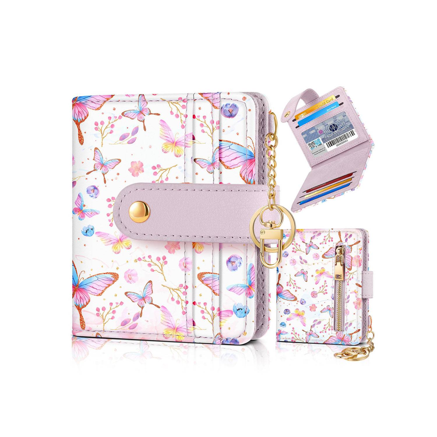 Women Portable Durable Thin Cute RFID Leather Wallet 7