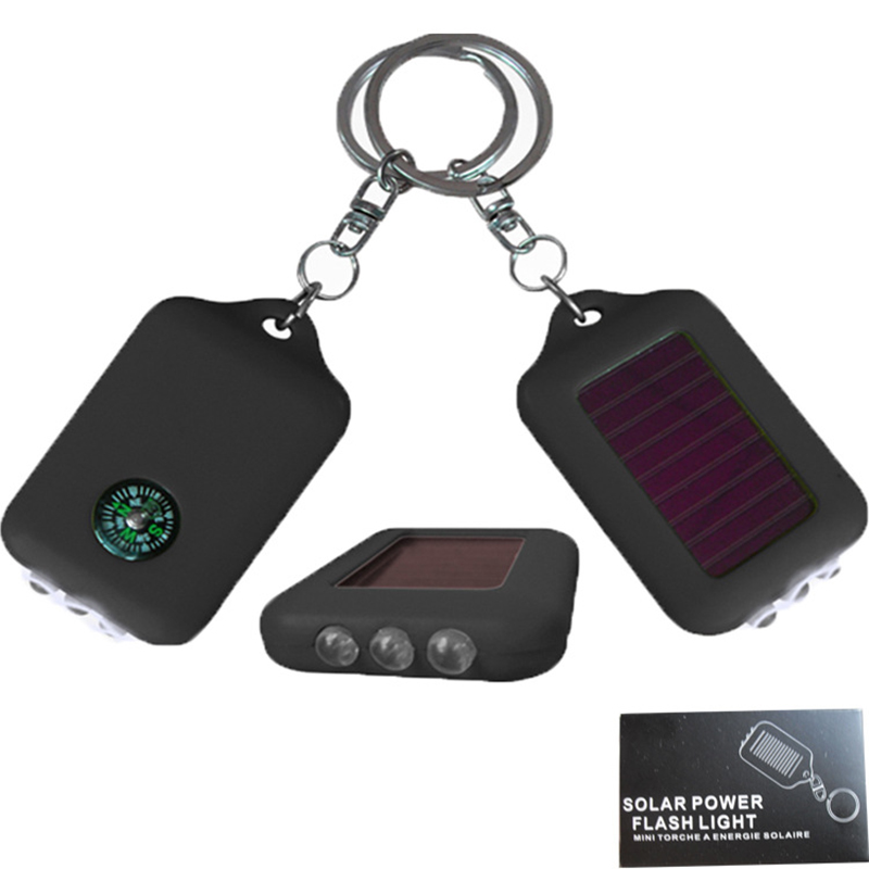 LED Keychain Solar Flashlight w/Compass 2