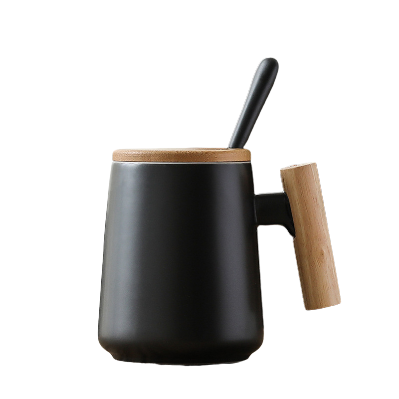 16oz Large Capacity Wooden Handle Ceramic Mug 2