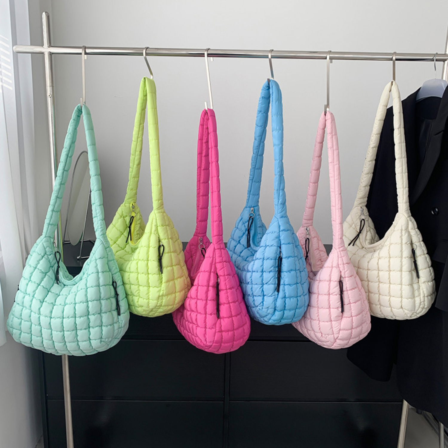 Candy Color Puffer Tote Bag, custom tote bag with logo imprint 3