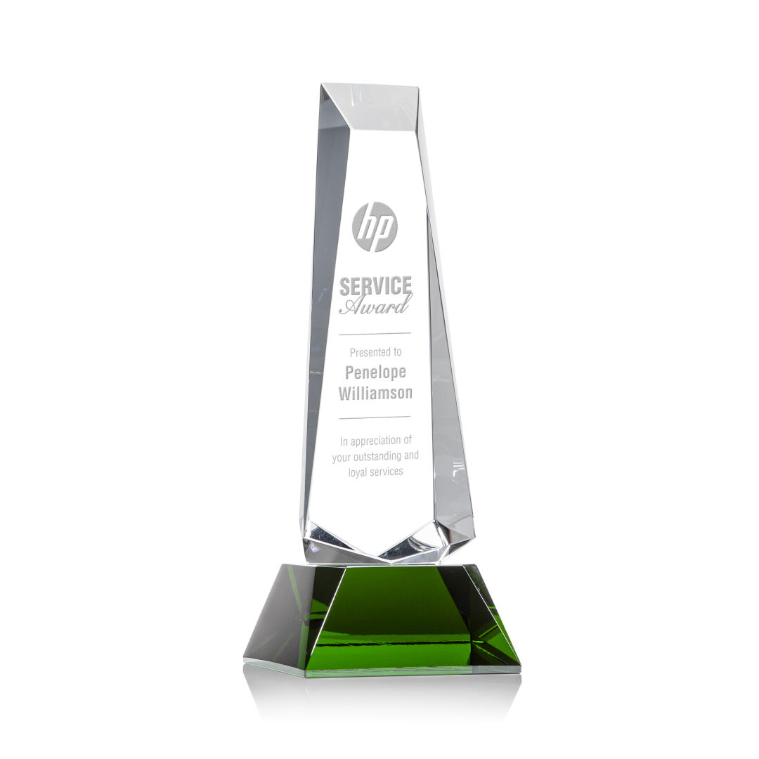 Rustern Obelisk Award on Base - Green 2
