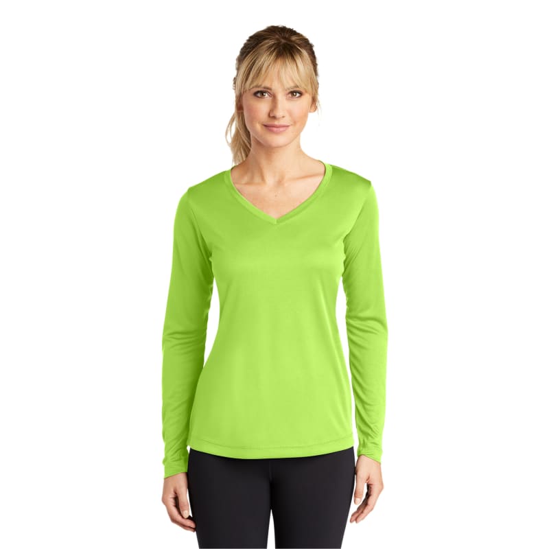 Sport-Tek Women's Long Sleeve PosiCharge Competitor V-Neck Tee. 82