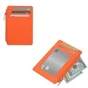 PU Leather Card Holder with Zippered Pocket 23