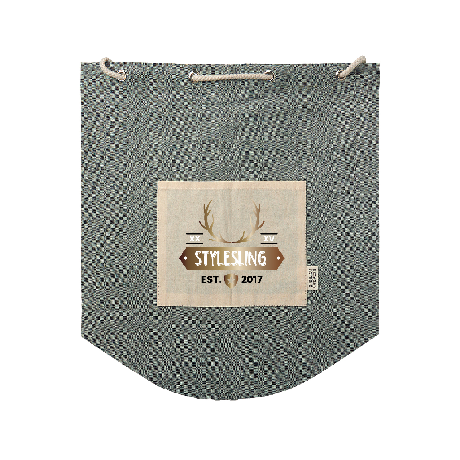 Recycled Cotton Drawstring Backpack (Full Color Imprint) 7
