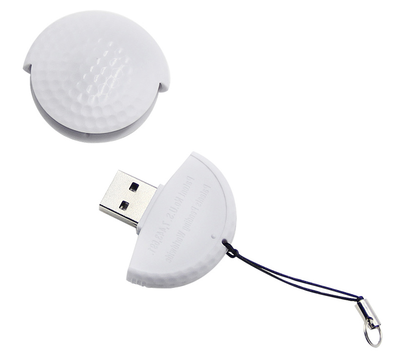 Golf Ball USB Flash Drive with Key Loop, 64MB 3