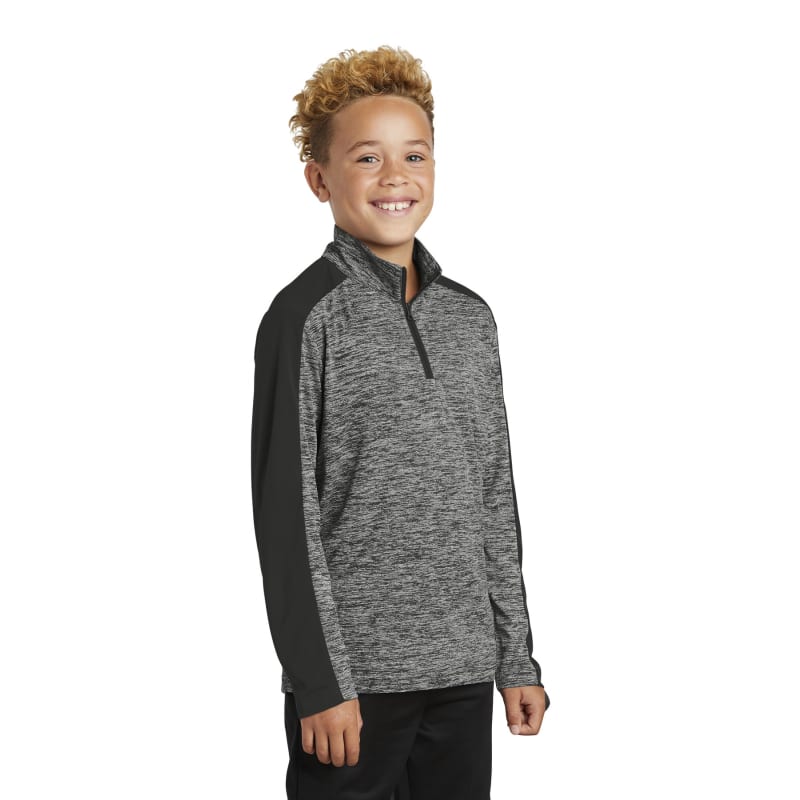 Sport-Tek Youth PosiCharge Electric Heather Colorblock 1/4-Zip Pullover. 25