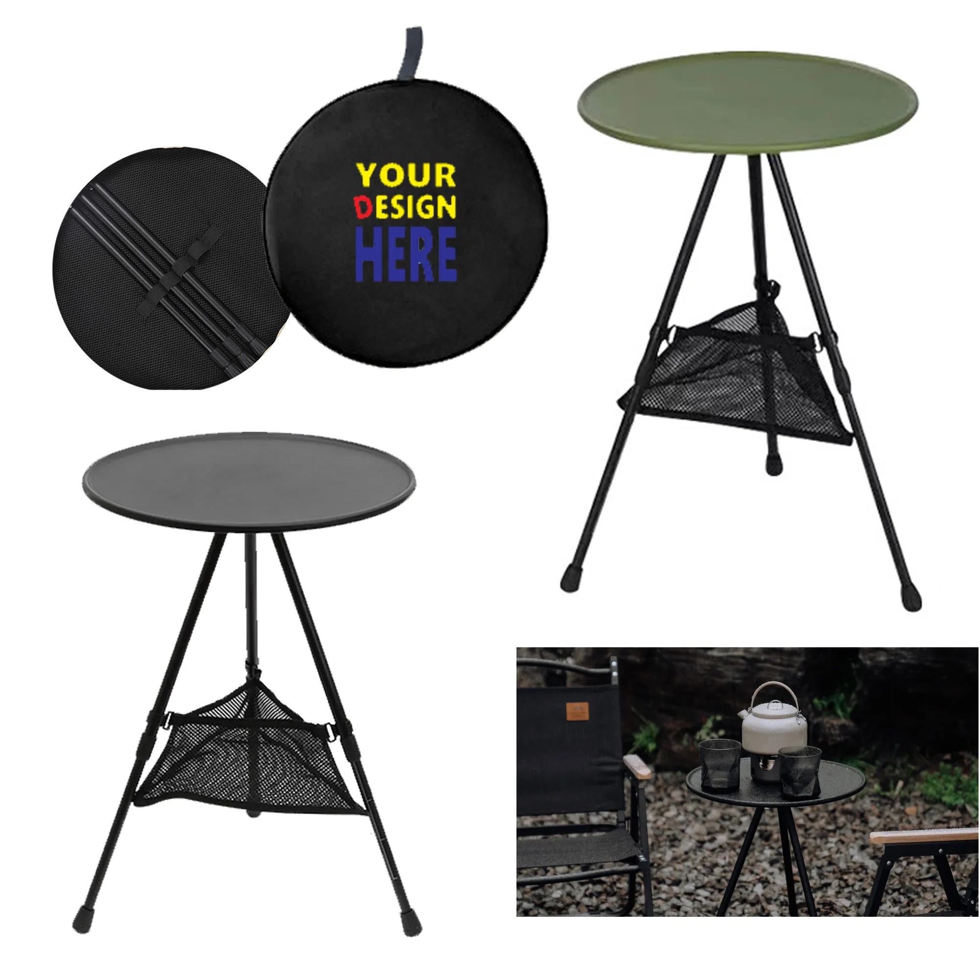 MOQ 10PCS Portable Folding Round Table With Adjustable Heigh 3