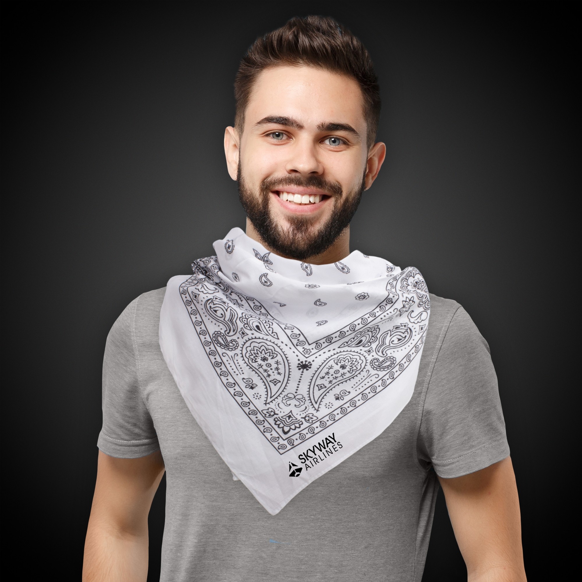 White Cotton Bandana 22" x 22" 3