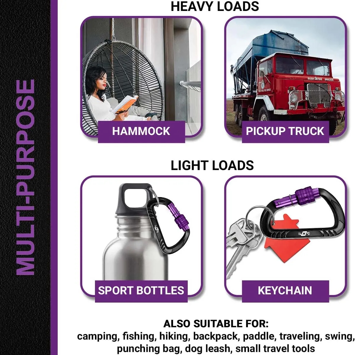 Multifunctional Top-grade Aerospace Aluminum Carabiner Clip 3