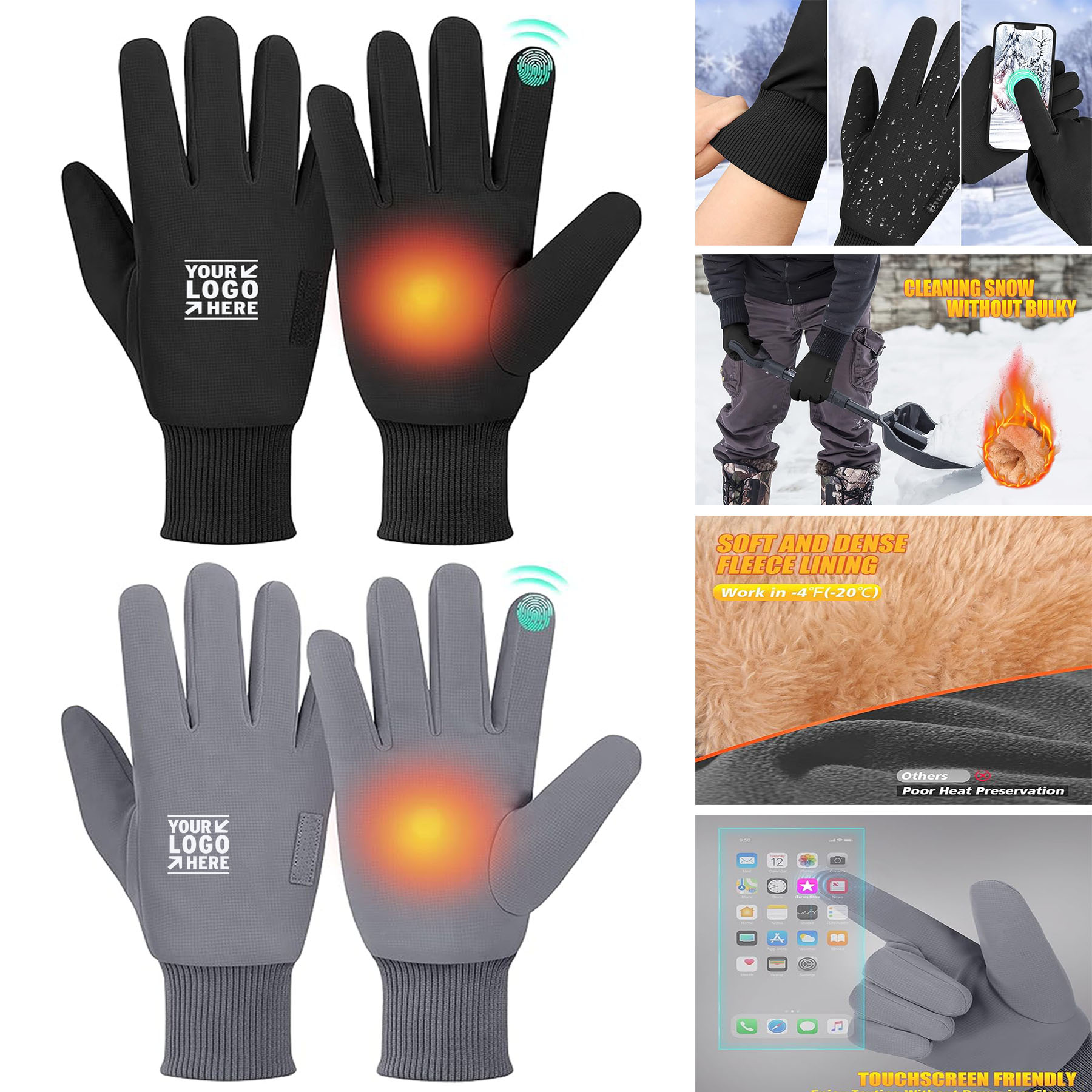 Men Women Cycling Waterproof Cold Winter Weather Warm Gloves with Touchscreen Finger 2