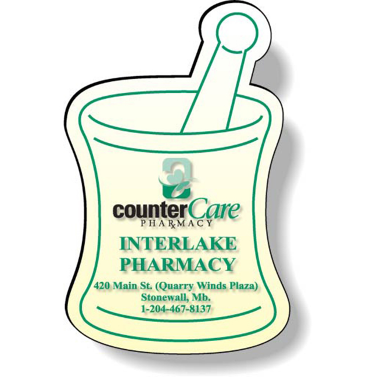 Stock Pestle & Mortar Magnet .020 (1.5" x 2.5"), Full Colour Digital, White Vinyl Topcoat 1