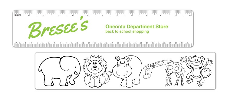 Ruler, Coloring Ruler w/ Zoo Pictures 1