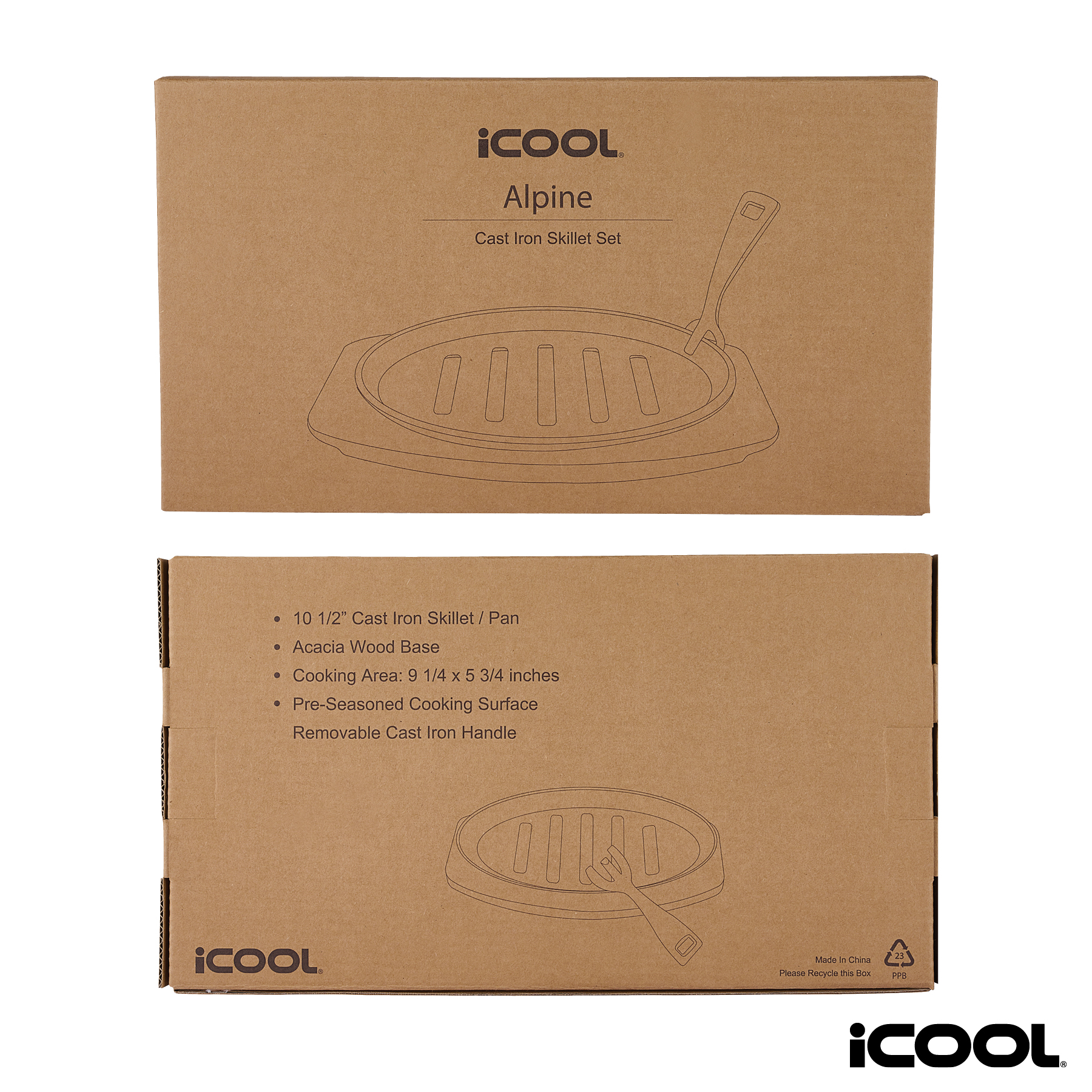 iCOOL® Alpine 10 1/2" Cast Iron Skillet / Pan 16