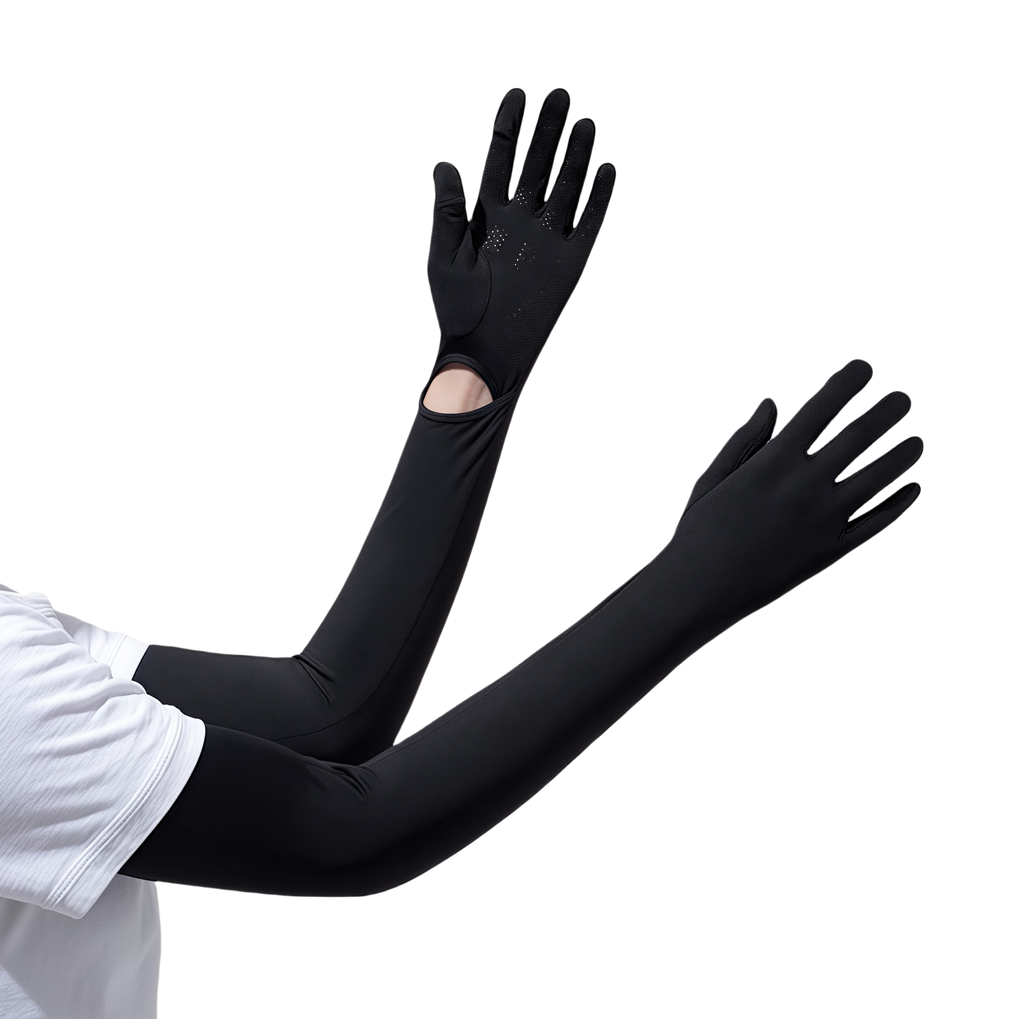 Women's Long Thin Sun Sleeves UV Protection Arm Covers Outdoor Cycling Cool Touch Screen Gloves 2
