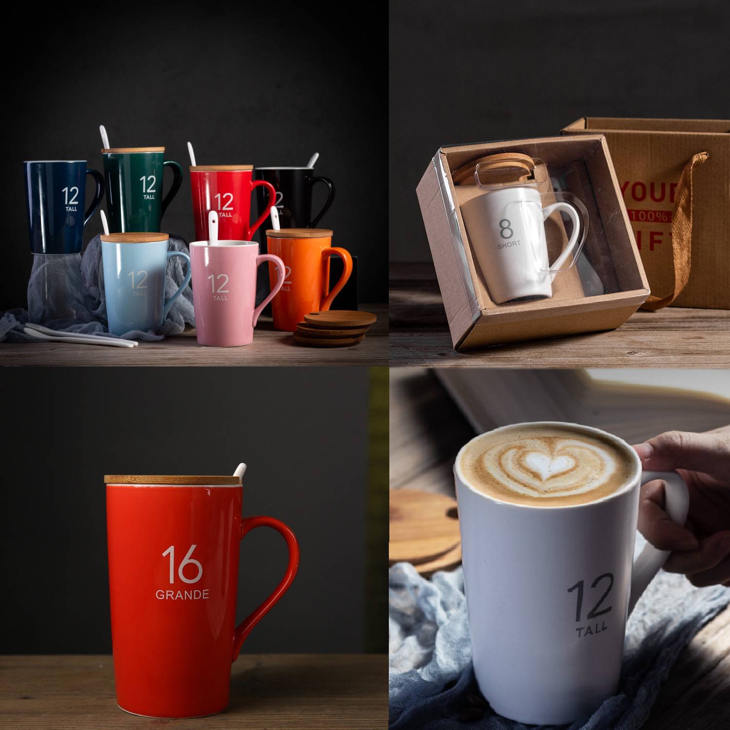 Customized Couple minimalist ceramic mug with lid 3