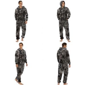 Men'S Pajamas With Double-Faced Fleece Tie-Dyed Jumpsuit 1