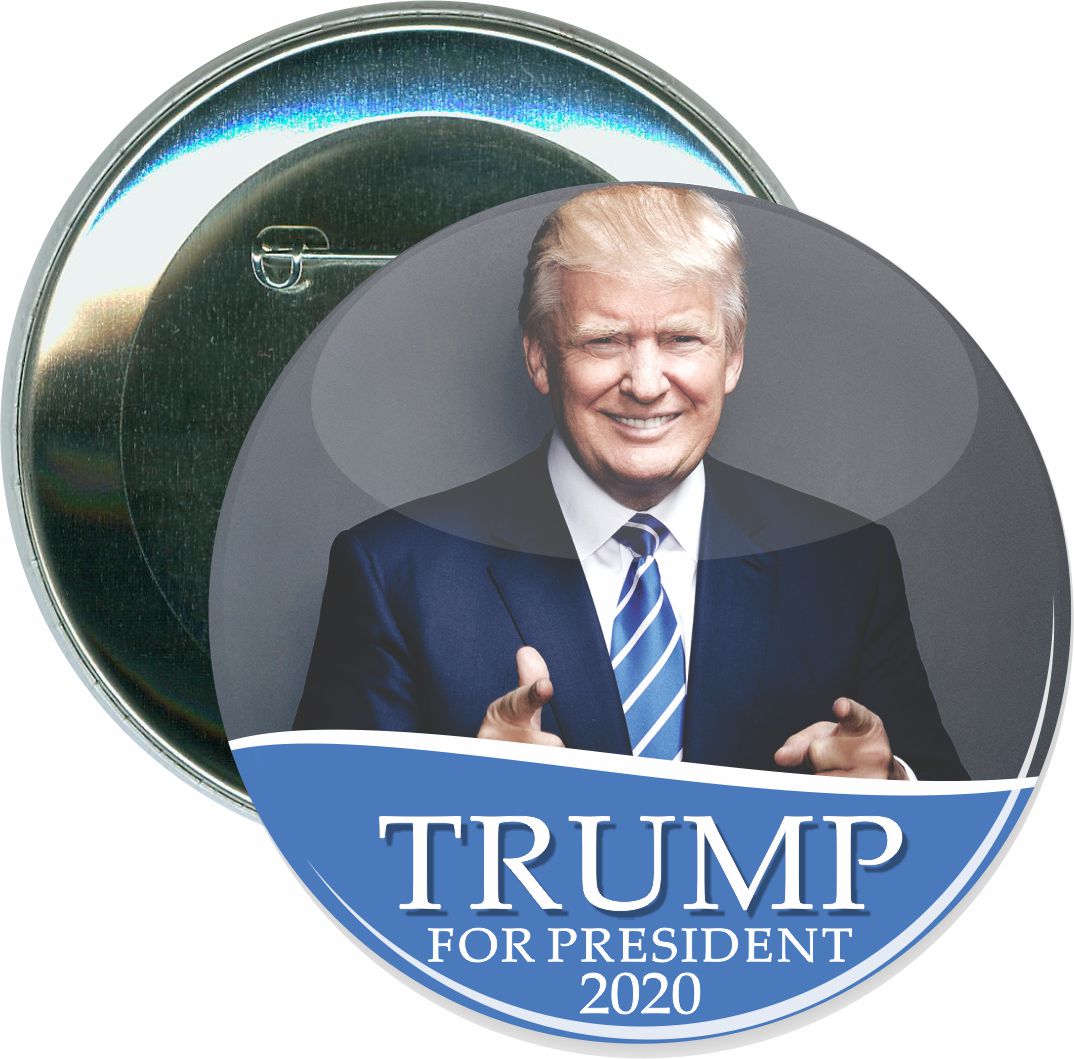 Trump 2020, Trump for President, Blue Tie , Political Button