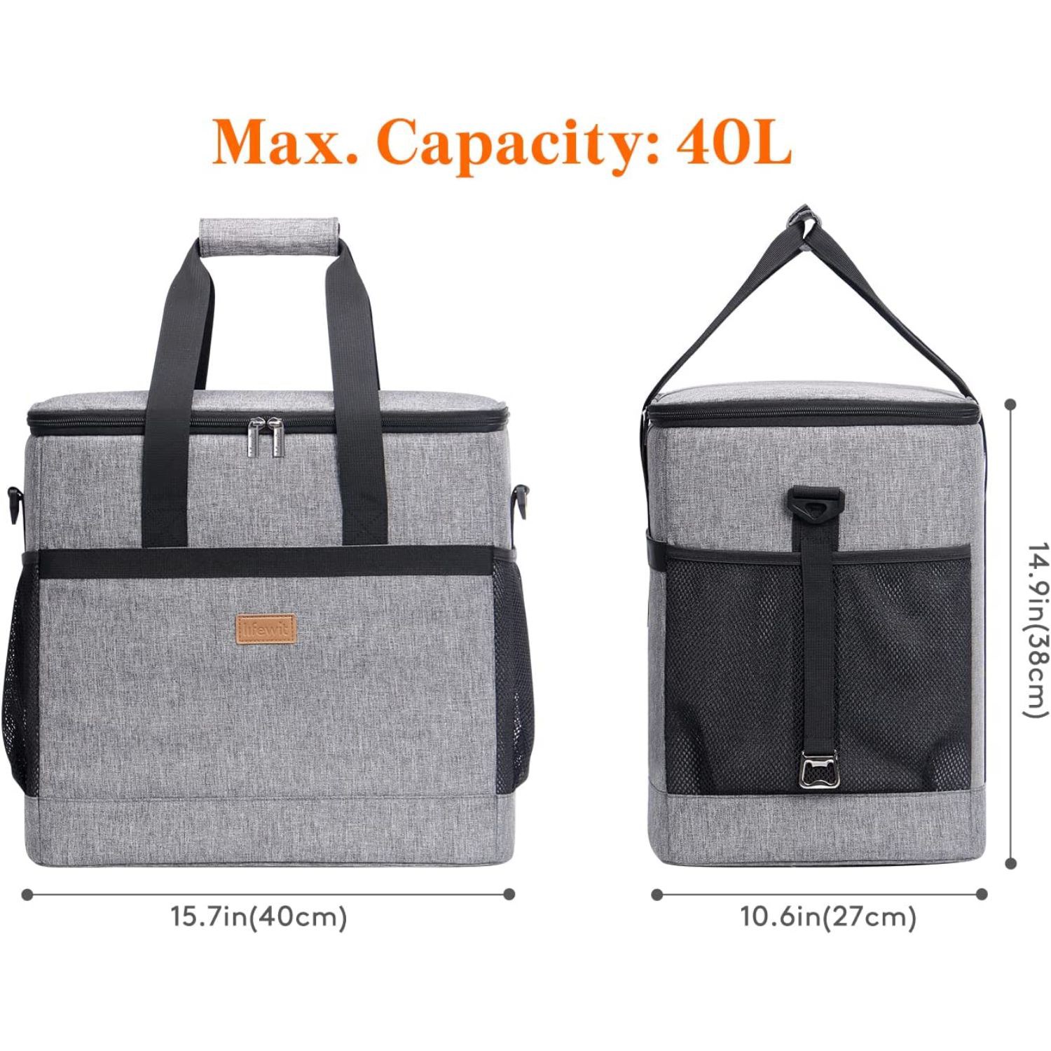 12-Can Double Zipper IceChip Cooler Bag w/ Both Side Mesh Pocket 4
