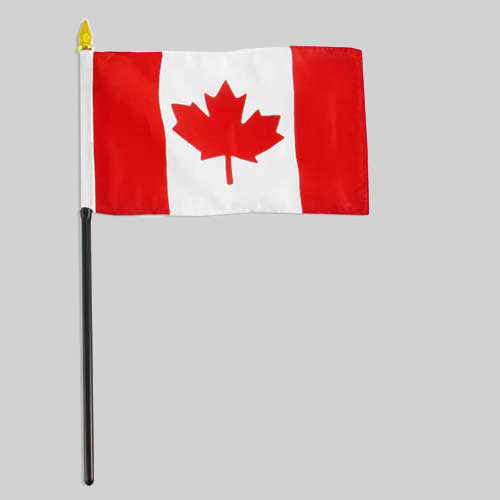 4"x6" Canada Flag With Black Plastic 10" Pole & Gold Spear - Canadian Flag 1