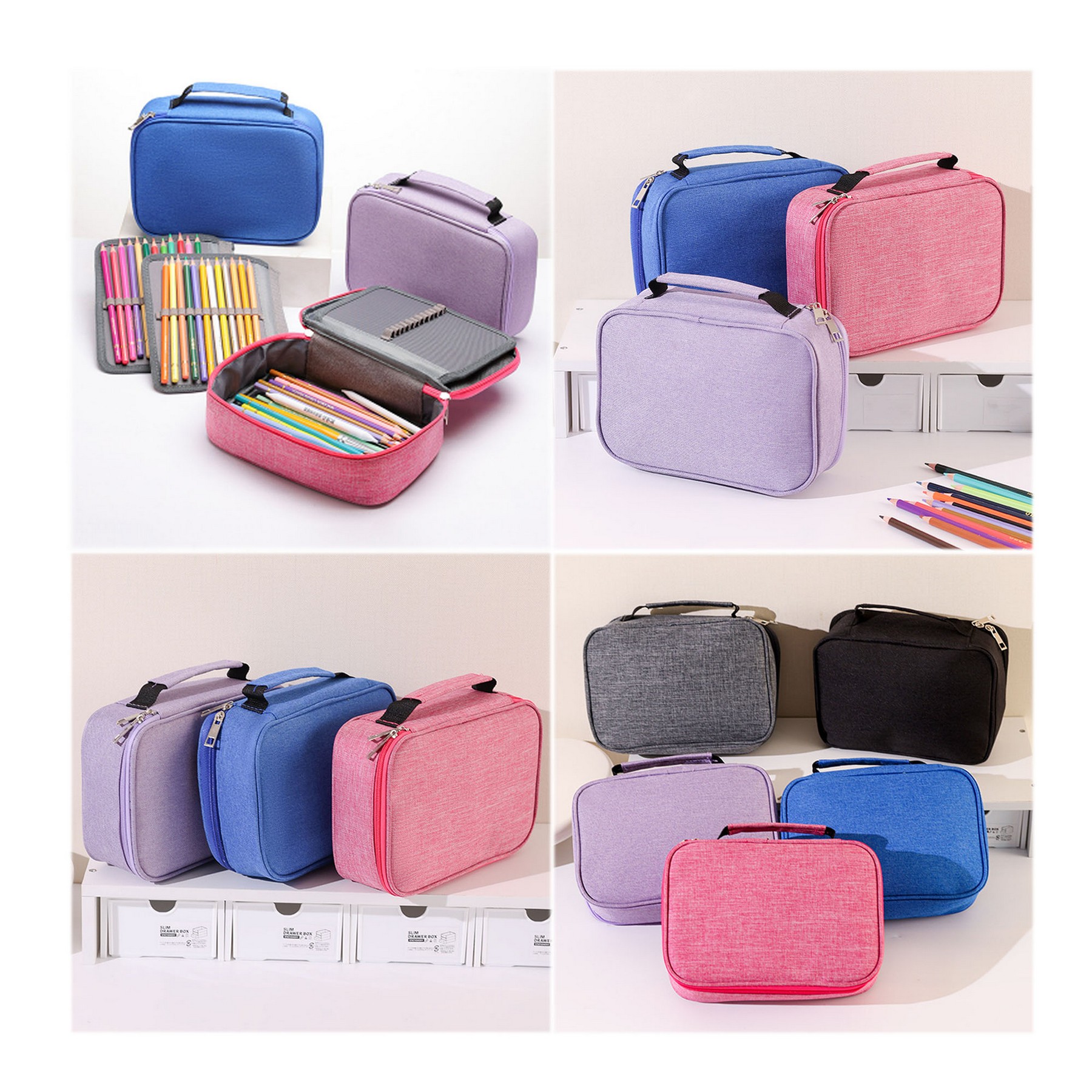 Large Capacity Pen Case Multi-Slot Pencil Pouch Durable 3