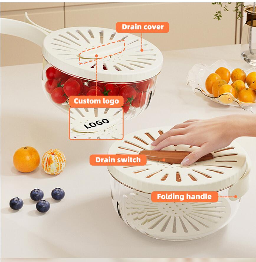 Folding Handle Double Layer Multifunctional Drainer Basket 7