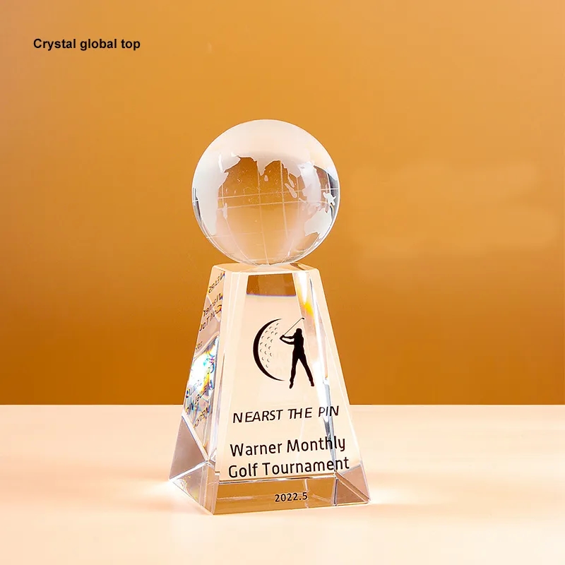 Clear Crystal Golf Trophy 2