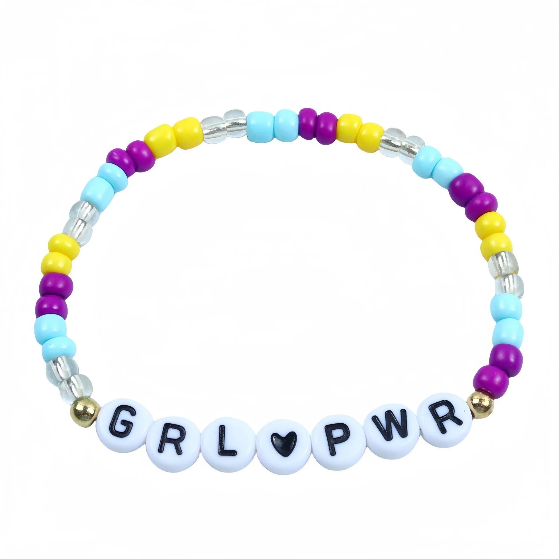 Friendship Bracelet with Plastic Beads and Letter Design 18