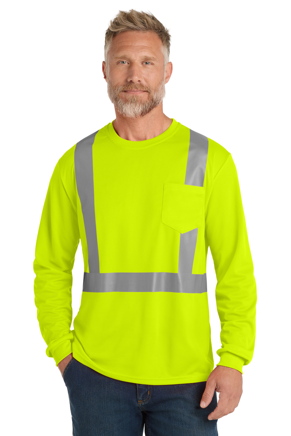 CornerStone ANSI 107 Class 2 Mesh Long Sleeve Tee. CS201 14