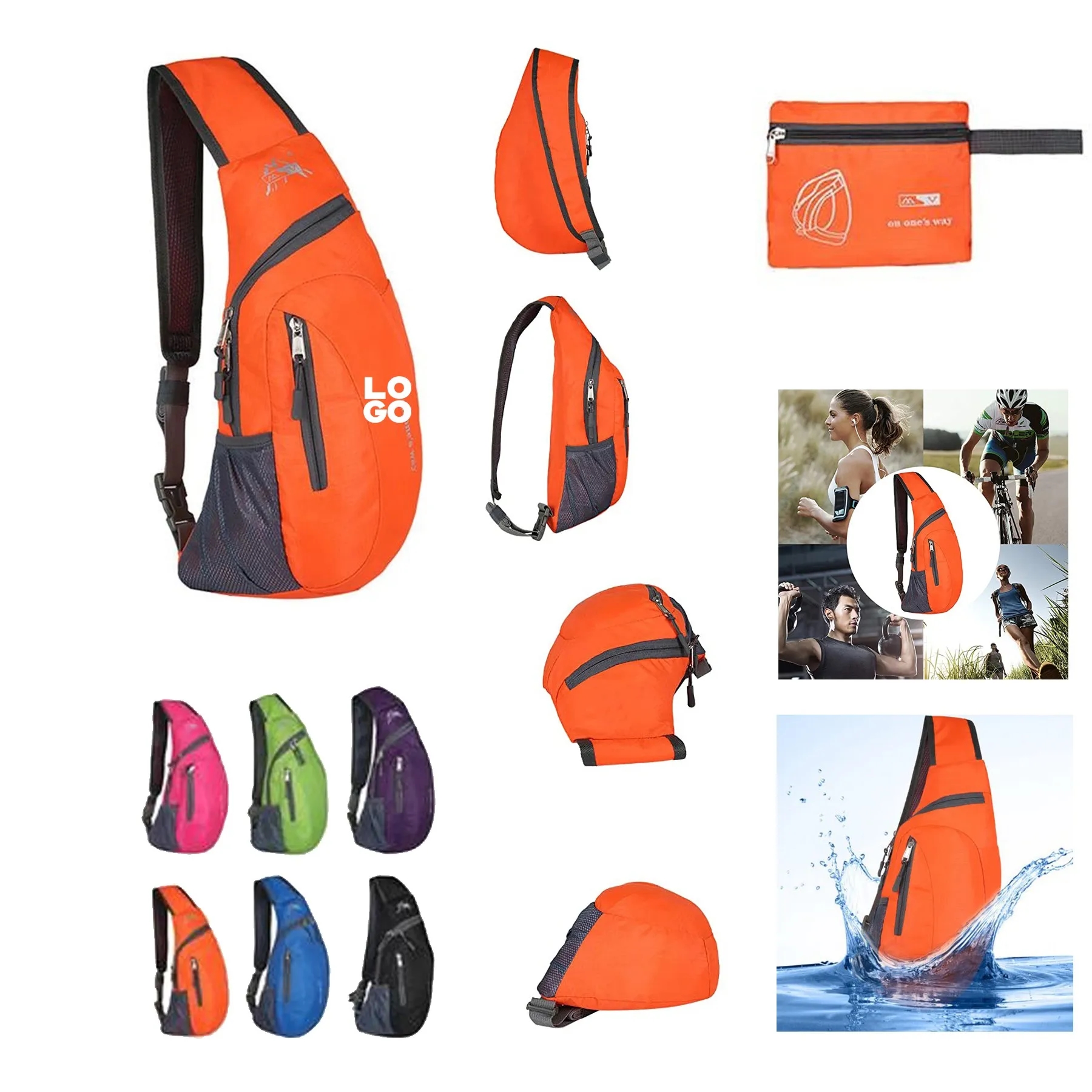 Foldable Hiking Crossbody Sling Backpack 4