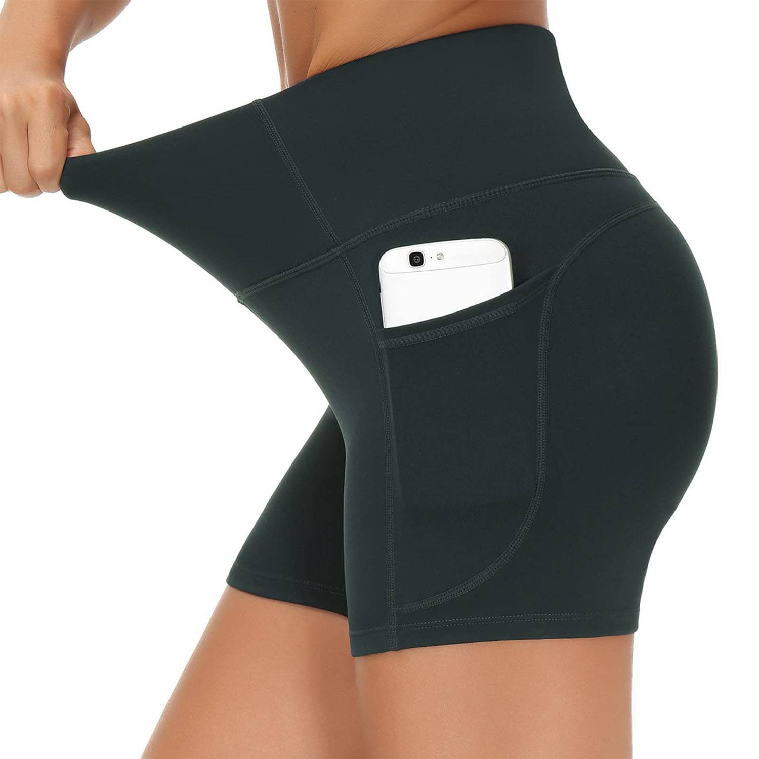 High Waist Breathable Polyester Workout Shorts w/ Pockets 10