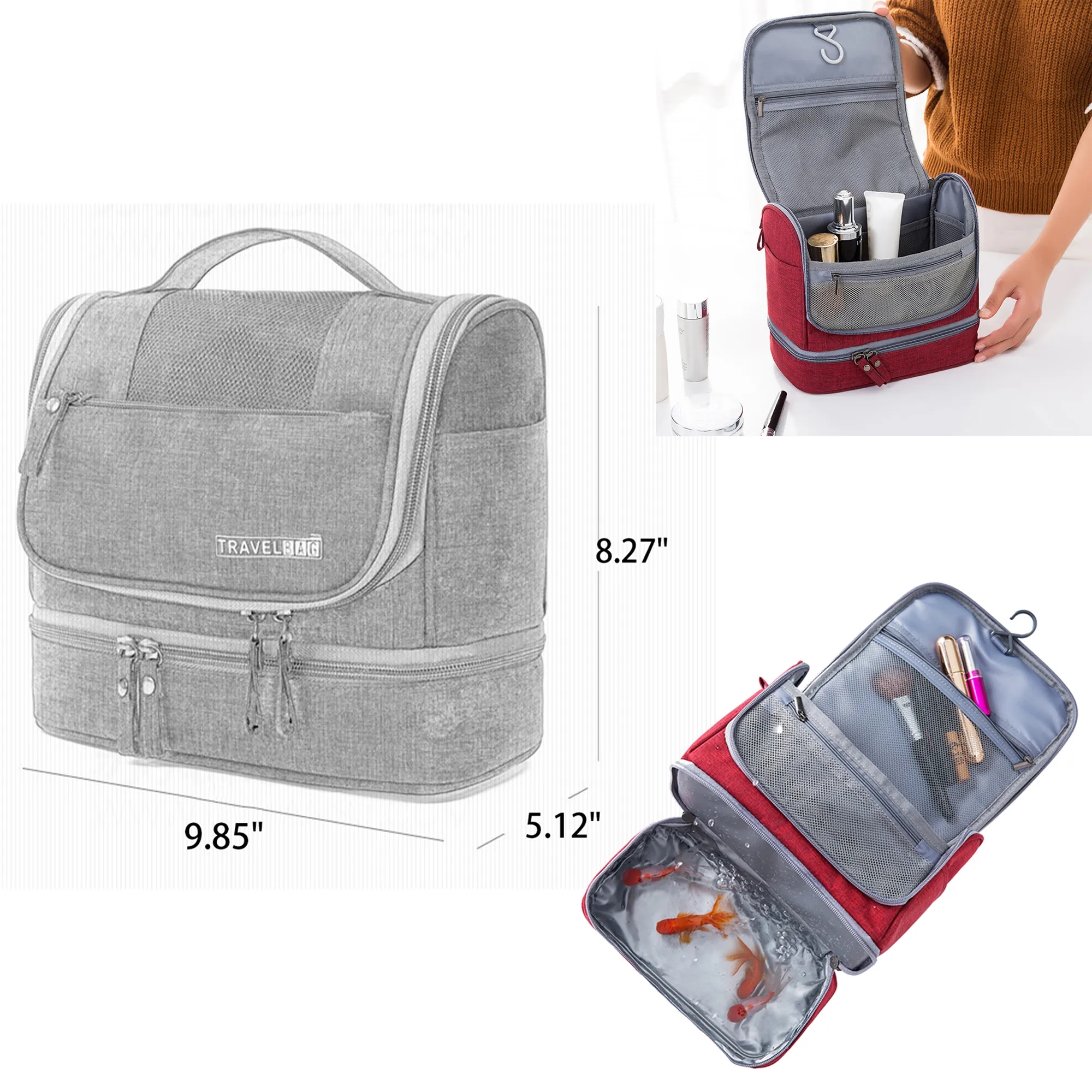 Travel Toiletry Organizer Bag With Hanging Hook 2