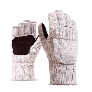 Wool Blend Crochet Convertible Fingerless Gloves with Mitte 7