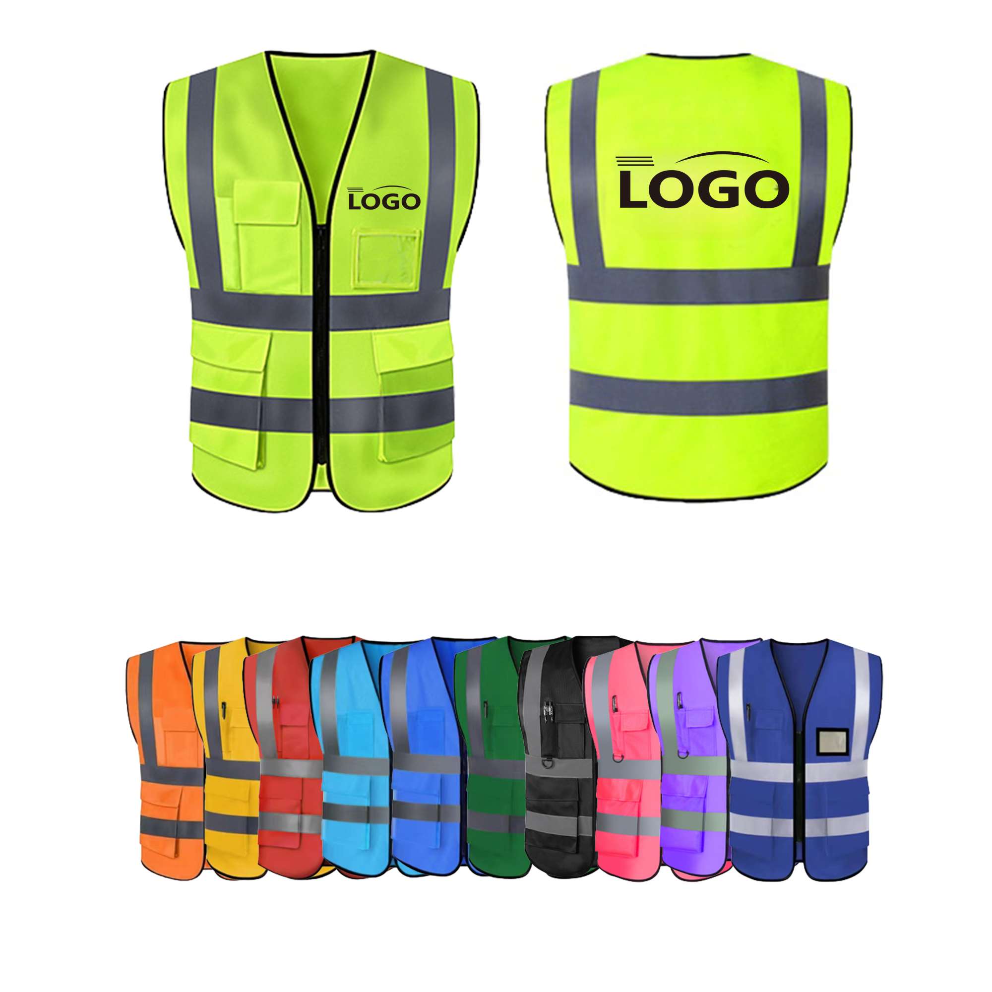 Reflective Safety Vests with Pockets and Zipper 2