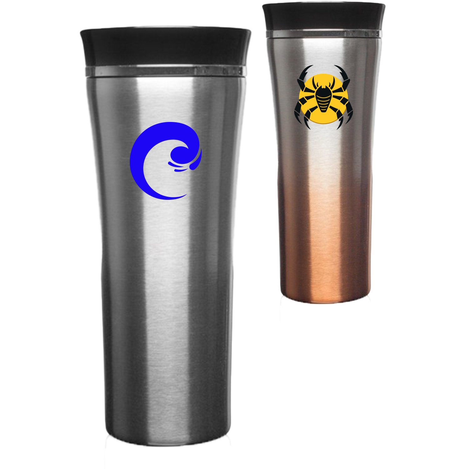 16 oz. Two Tone Double Wall Steel Travel Mugs 2