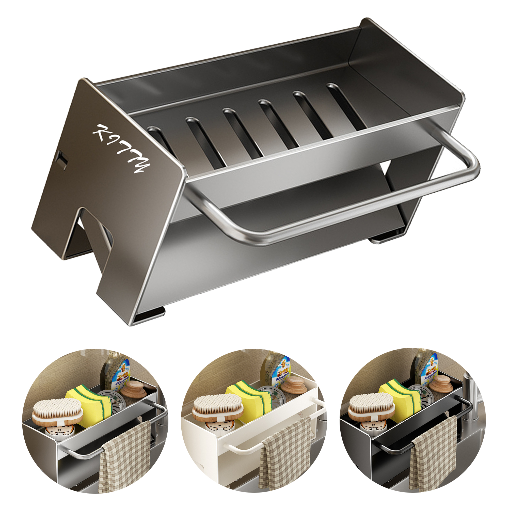Floor-Standing Countertop Drain Rack for Sink Rags & Wipes