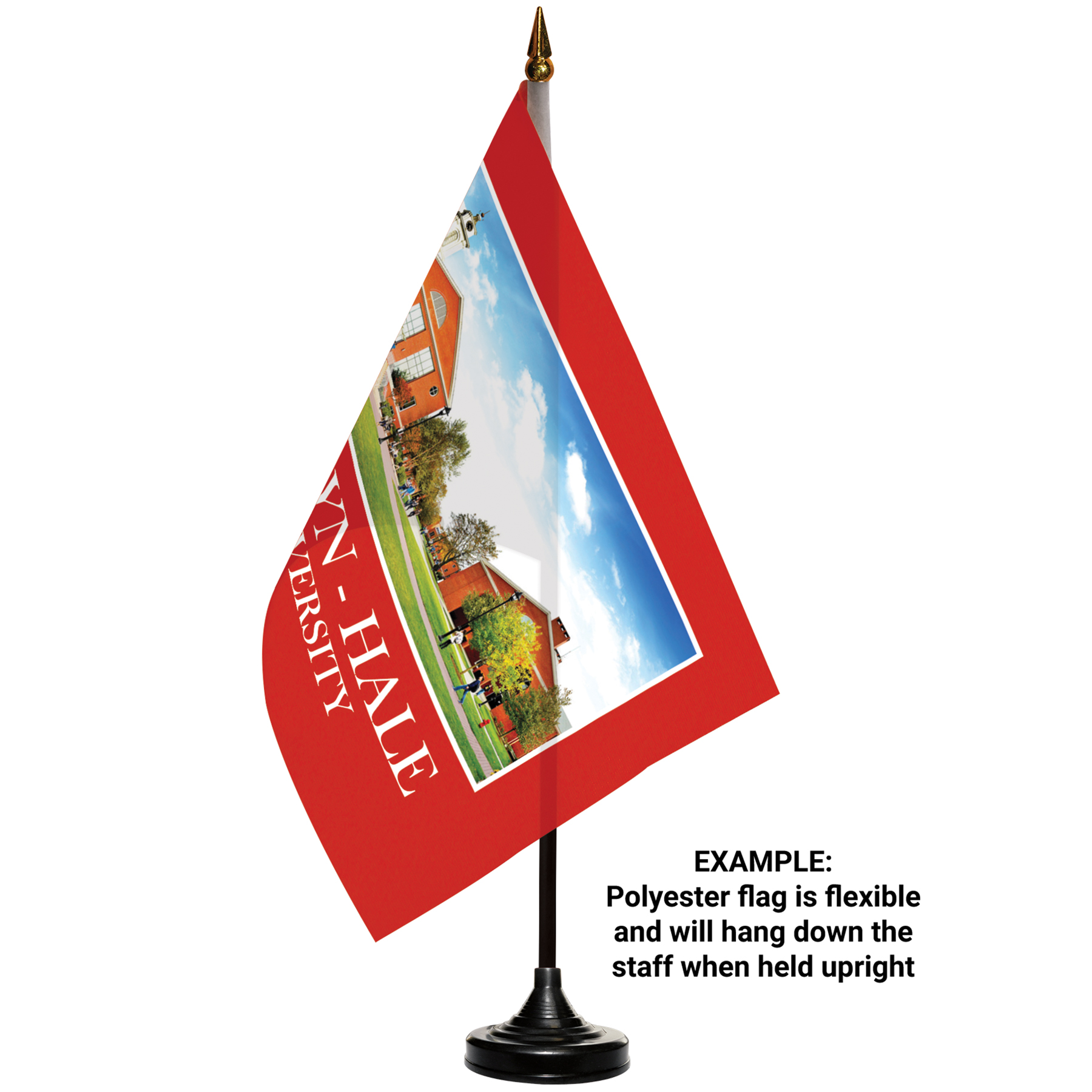 6" x 9" Single Reverse Stick Flag with Black Plastic Weighted Base 9